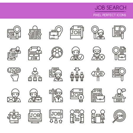 Job Search , Thin Line and Pixel Perfect Iconsのイラスト素材