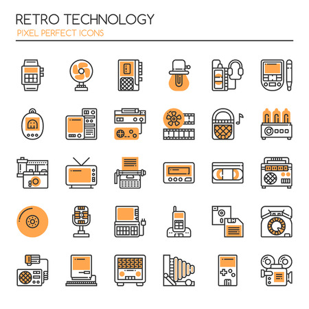 Retro Technology , Thin Line and Pixel Perfect Iconsのイラスト素材