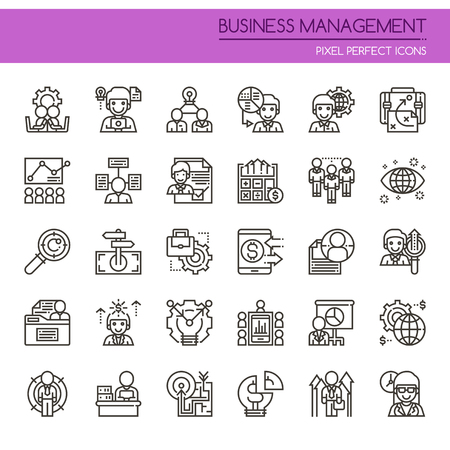 Business Management Elements , Thin Line and Pixel Perfect Iconsのイラスト素材