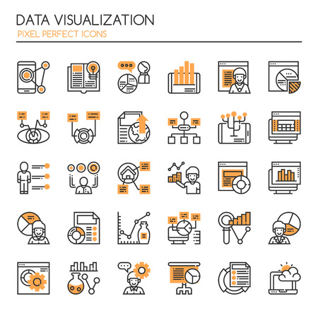 Data Visualization Elements , Thin Line and Pixel Perfect Iconsのイラスト素材