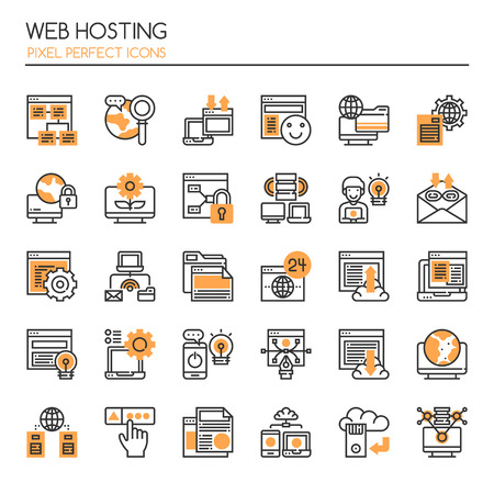 Web Hosting , Thin Line and Pixel Perfect Iconsのイラスト素材