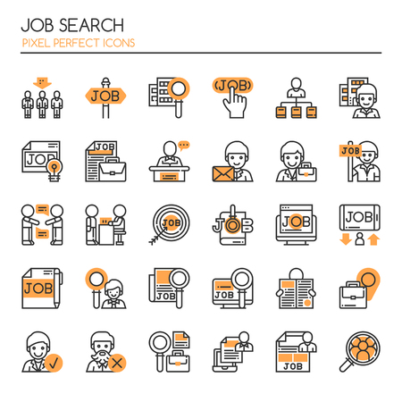 Job Search , Thin Line and Pixel Perfect Iconsのイラスト素材