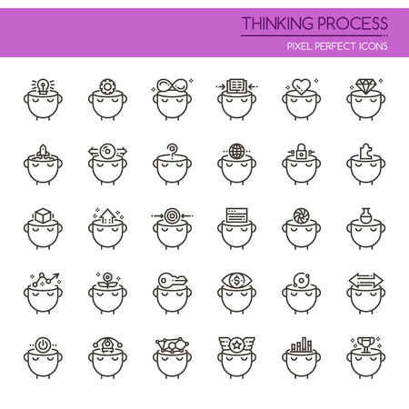 Thinking Preocess , Thin Line and Pixel Perfect Iconsのイラスト素材
