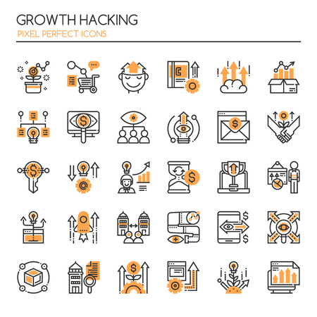 Growth Hacking Elements , Thin Line and Pixel Perfect Iconsのイラスト素材