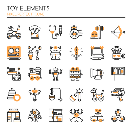 Toy Elements , Thin Line and Pixel Perfect Iconsのイラスト素材