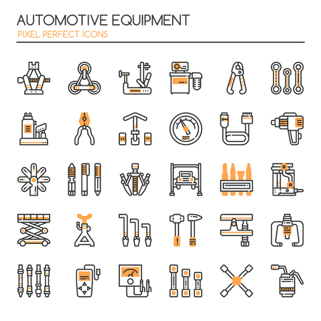 Automotive Equipments , Thin Line and Pixel Perfect Iconsのイラスト素材
