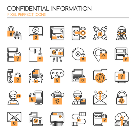 Confidantial Information , Thin Line and Pixel Perfect Iconsのイラスト素材