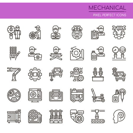 Mechanical Elements, Thin Line and Pixel Perfect Iconsのイラスト素材