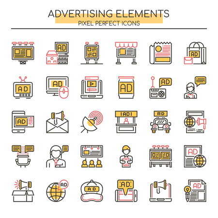 Advertising Elements , Thin Line and Pixel Perfect Iconsのイラスト素材