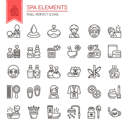 Spa Elements , Thin Line and Pixel Perfect Iconsのイラスト素材