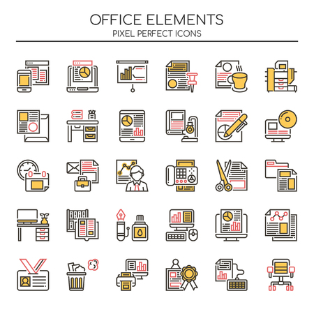 Office Elements , Thin Line and Pixel Perfect Iconsのイラスト素材