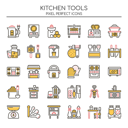 Kitchen Tools , Thin Line and Pixel Perfect Iconsのイラスト素材