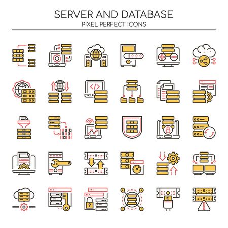 Server and Database , Thin Line and Pixel Perfect Icons
のイラスト素材