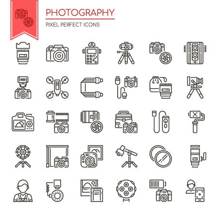 Photography Elements , Thin Line and Pixel Perfect Icons
のイラスト素材