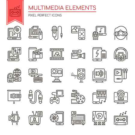 Multimedia Elements , Thin Line and Pixel Perfect Icons
のイラスト素材