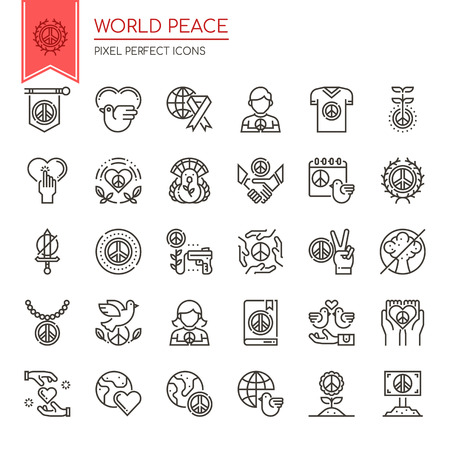 World Peace , Thin Line and Pixel Perfect Iconsのイラスト素材