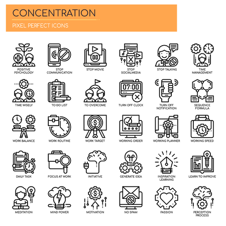 Concentration , Thin Line and Pixel Perfect Icons.のイラスト素材