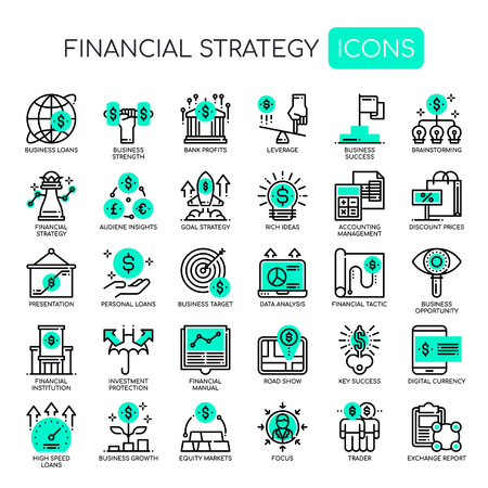 Financial Strategy , Thin Line and Pixel Perfect Icons.のイラスト素材