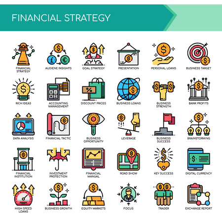 Financial Strategy , Thin Line and Pixel Perfect Icons.のイラスト素材