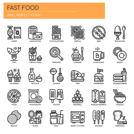 Fast food Elements , Thin Line and Pixel Perfect Icons
のイラスト素材