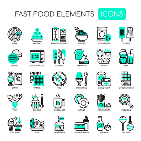 Fast food Elements , Thin Line and Pixel Perfect Icons
のイラスト素材