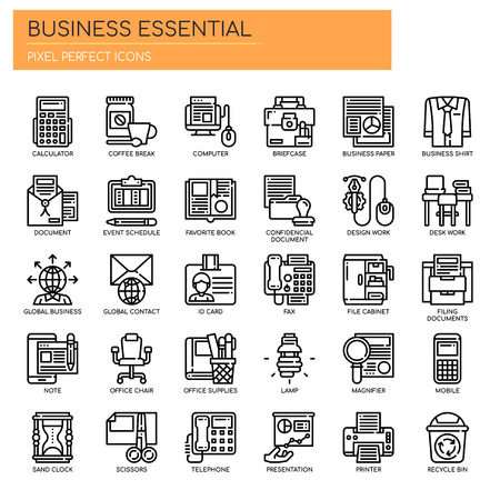 Business Essential   Thin Line and Pixel Perfect Icons Vector illustration.のイラスト素材