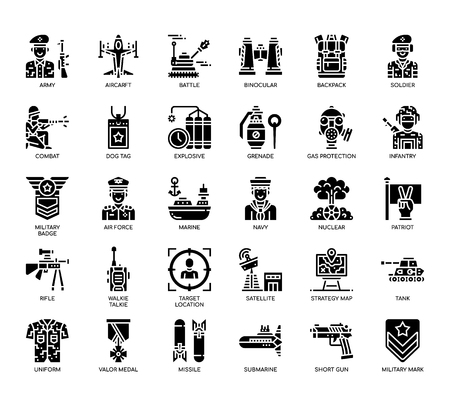 Military Elements , Glyph Iconsのイラスト素材