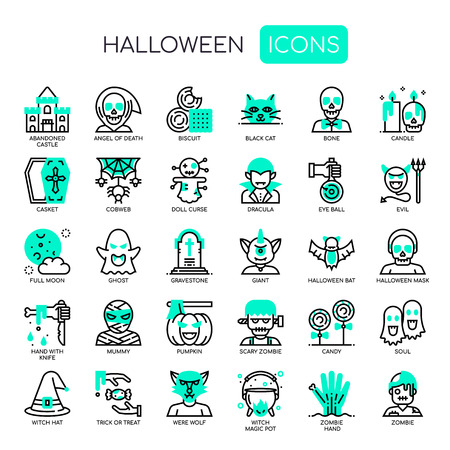 Halloween Elements , Thin Line and Pixel Perfect Iconsのイラスト素材