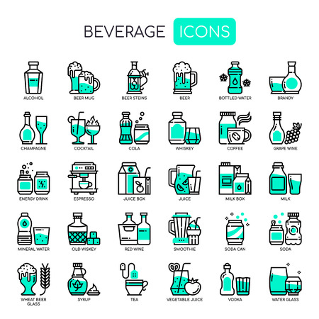 Beverage , Thin Line and Pixel Perfect Iconsのイラスト素材
