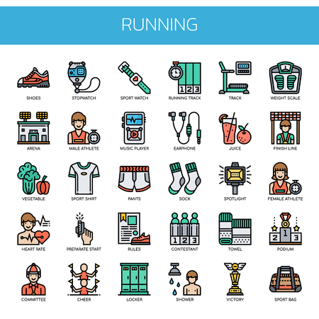 Running Elements , Thin Line and Pixel Perfect Iconsのイラスト素材