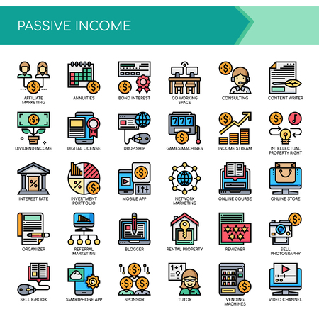 Passive Income , Thin Line and Pixel Perfect Iconsのイラスト素材