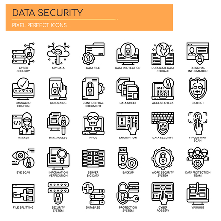 Data Security , Thin Line and Pixel Perfect Iconsのイラスト素材
