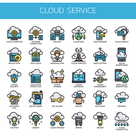 Cloud Service , Thin Line and Pixel Perfect Iconsのイラスト素材
