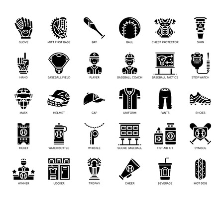 Baseball Elements , Glyph Iconsのイラスト素材