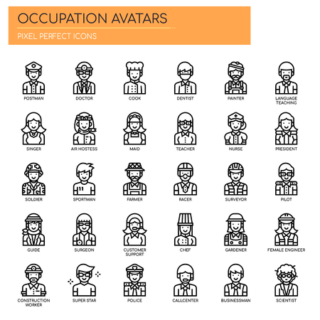 Occupation Avatars , Thin Line and Pixel Perfect Iconsのイラスト素材