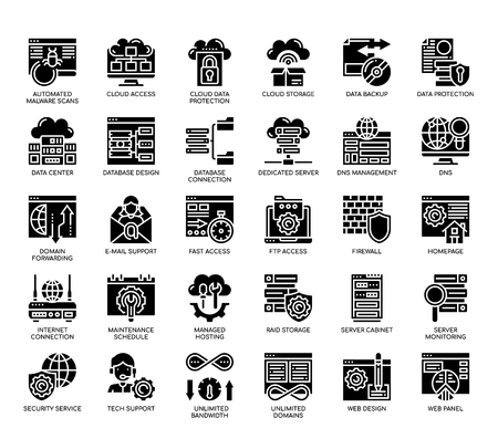Web Hosting , Glyph Iconsのイラスト素材