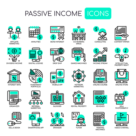 Passive Income , Thin Line and Pixel Perfect Iconsのイラスト素材