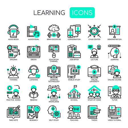 Learning Elements, Thin Line and Pixel Perfect Iconsのイラスト素材