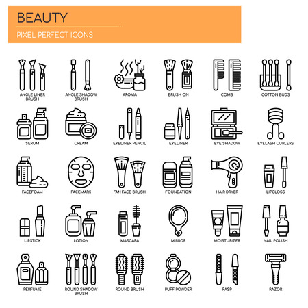 Beauty , Thin Line and Pixel Perfect Iconsのイラスト素材