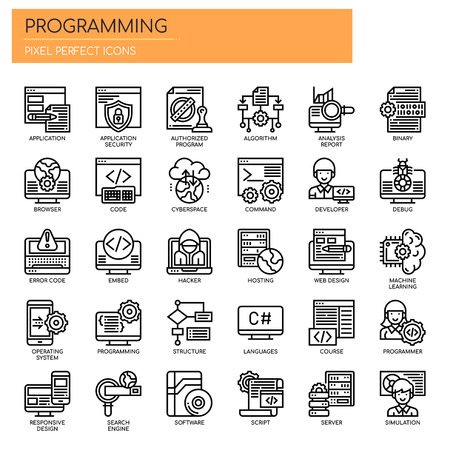 Programming , Thin Line and Pixel Perfect Iconsのイラスト素材