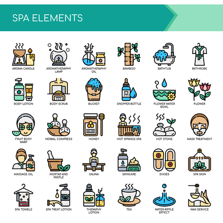 Spa Elements , Thin Line and Pixel Perfect Iconsのイラスト素材