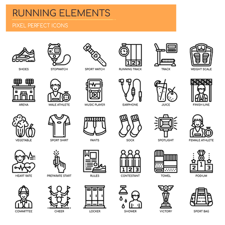 Running Elements , Thin Line and Pixel Perfect Iconsのイラスト素材