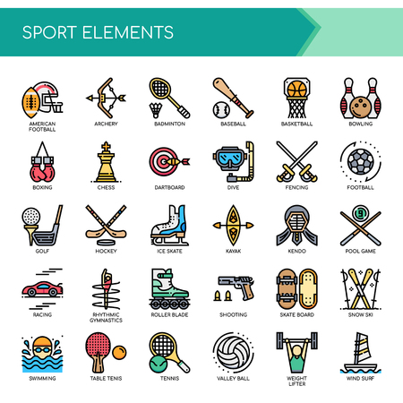 Sport Elements , Thin Line and Pixel Perfect Iconsのイラスト素材