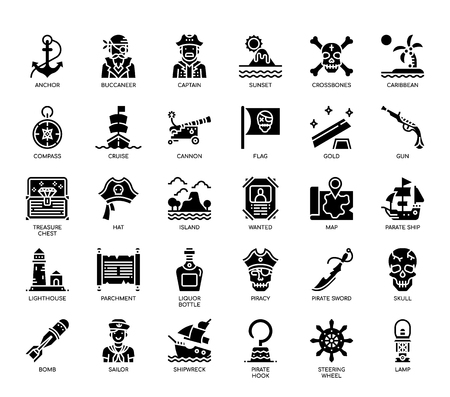 Pirate Elements , Glyph Iconsのイラスト素材