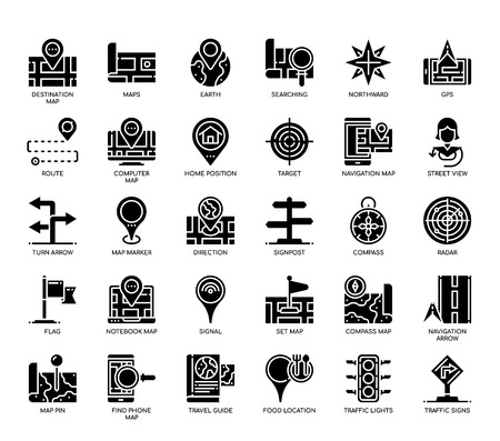 Navigation & Map , Glyph Iconsのイラスト素材