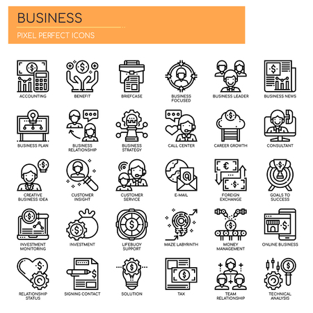 Business Elements , Thin Line and Pixel Perfect Iconsのイラスト素材