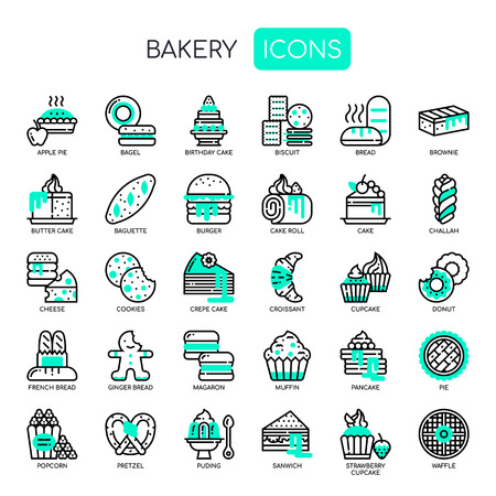 Bakery , Thin Line and Pixel Perfect Iconsのイラスト素材