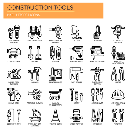 Construction Tools , Thin Line and Pixel Perfect Iconsのイラスト素材