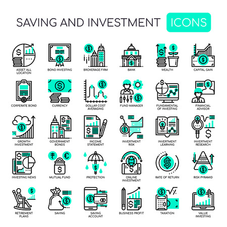 Saving and Investment , Thin Line and Pixel Perfect Iconsのイラスト素材