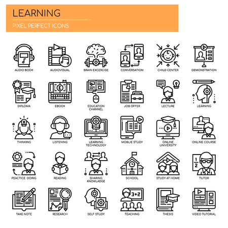 Learning Elements, Thin Line and Pixel Perfect Iconsのイラスト素材
